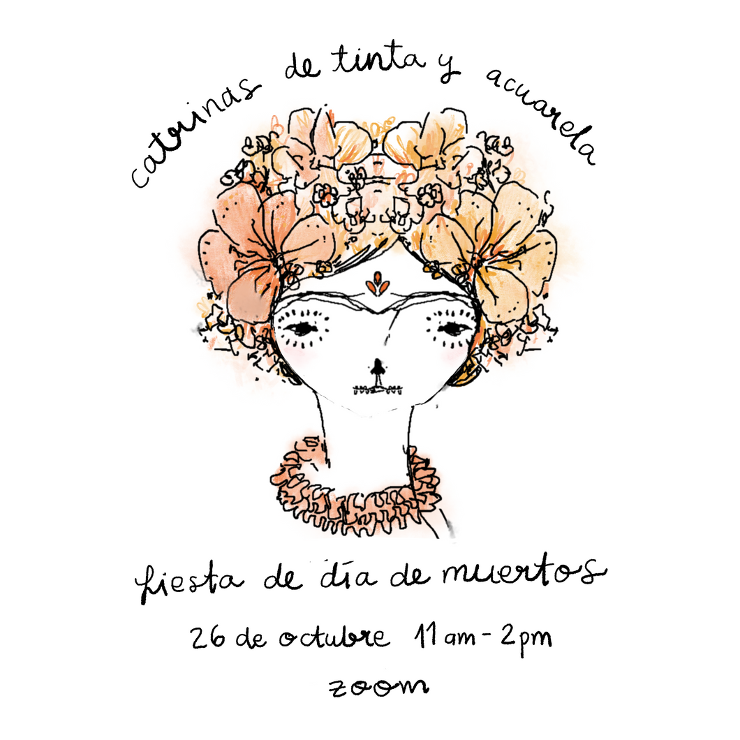 Taller de catrinas de tinta y acuarela virtual